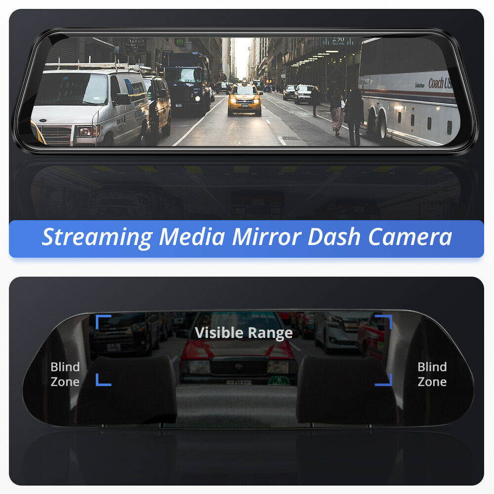 AZDOME PG12 10"FHD Touching 1296P Dash Cam Streaming Media Night Vision Car DVR