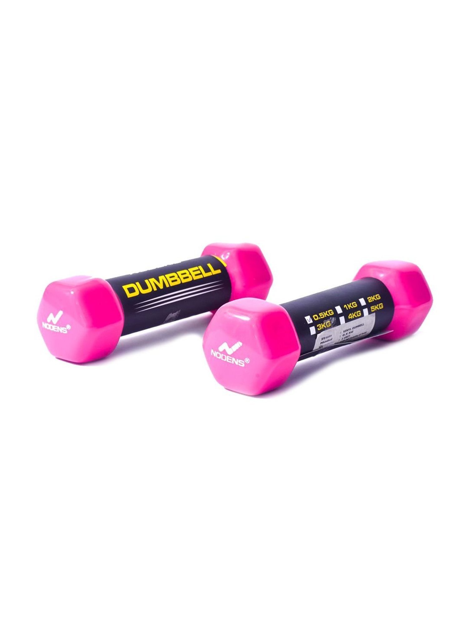 NODENS Pink & Black PVC Vinyl Dumbbells (0.5 kg)