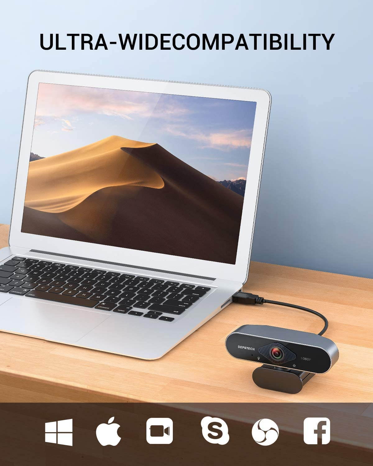 HD 1080P Webcam with Microphone, DEPSTECH USB Webcam with Auto Light Correction for Desktop/Laptop, Streaming Computer Web Camera for Video Conferencing, Teaching, Streaming, and Gaming