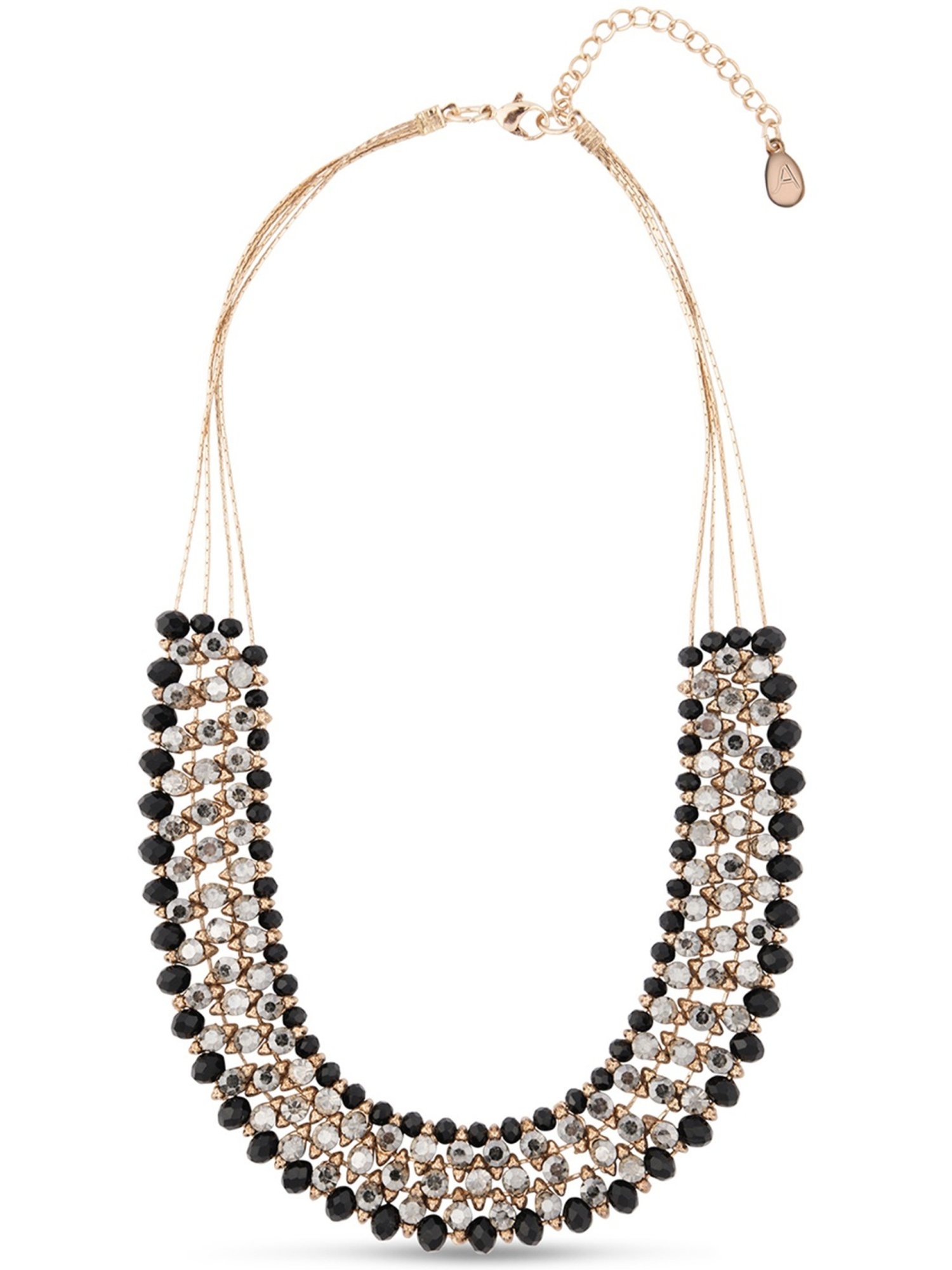Accessorize London Women's Black Sparkly Multirow Collar Necklace