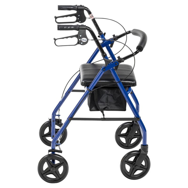 Drive Medical Aluminum Rollator with Fold Up and Removable Back Support and Padded Seat, Blue