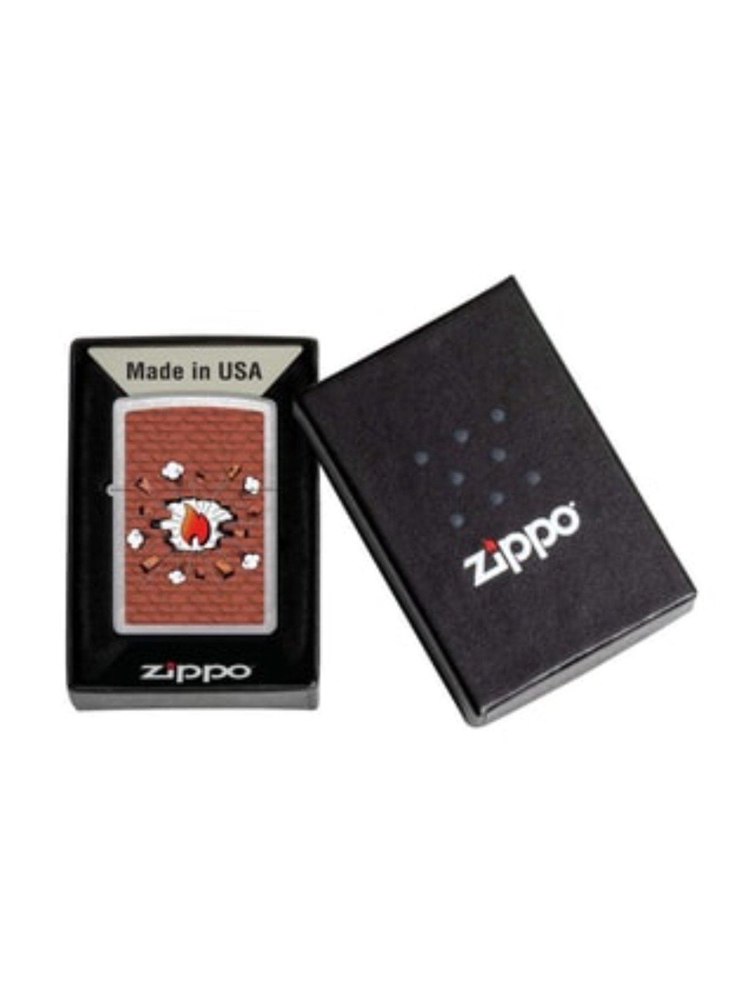 Zippo Brick Comic Graphic Silver Brass Windproof Pocket Lighter