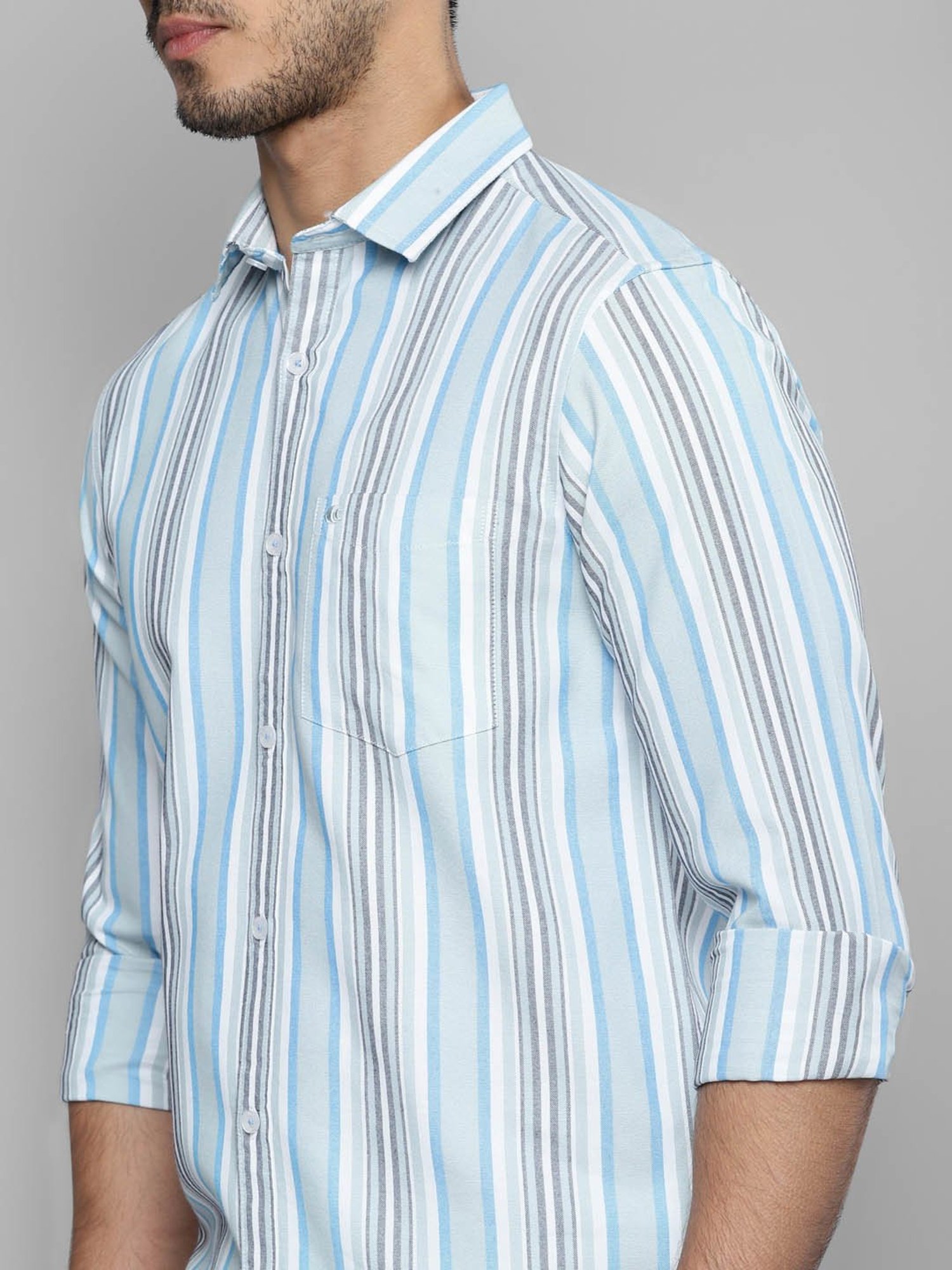 Allen cooper Multicolor Regular Fit Striped Cotton Shirt