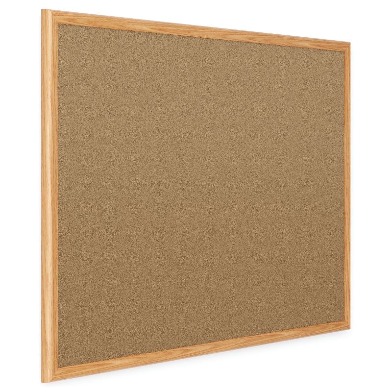 Quartet Basic Cork Bulletin Board Oak Finish Frame 18"H x 24"W (85350) 168679