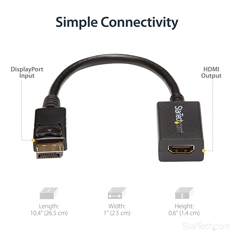 com DisplayPort (Male) to HDMI (Female) Adapter Converter - 1920x1200 - Latching DP Connector - DisplayPort Laptop or Desktop to HDMI (Female) to Connect HDMI Monitor/ Video Cable (DP2HDMI2)