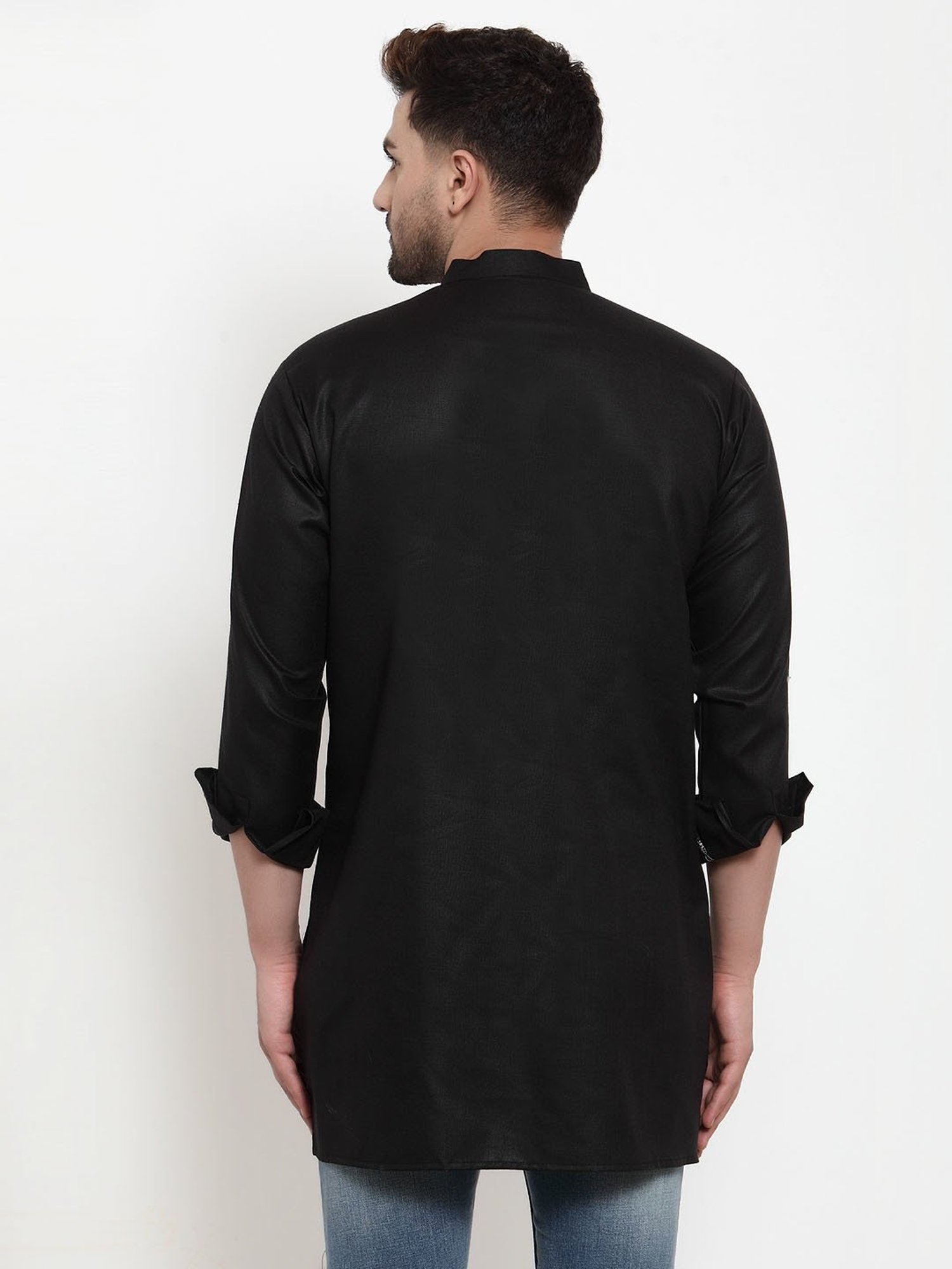 Benstoke Black Regular Fit Short Kurta