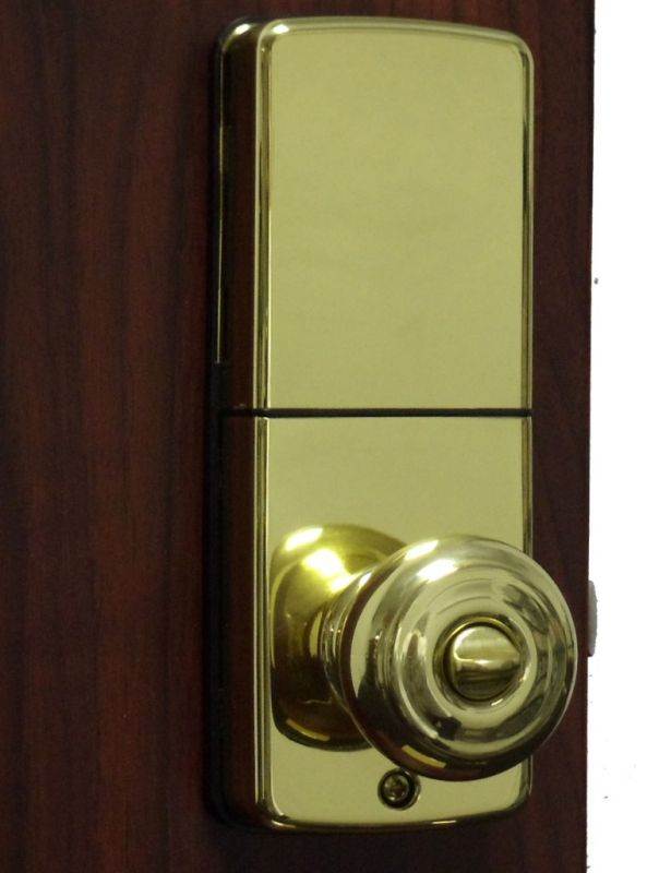 LockeyUSA E930AB Electronic Push Button Digital Door Lock, Access Control, Combination, Remote Capable, Keyless Knob Lock with Keypad Access in Antique Brass