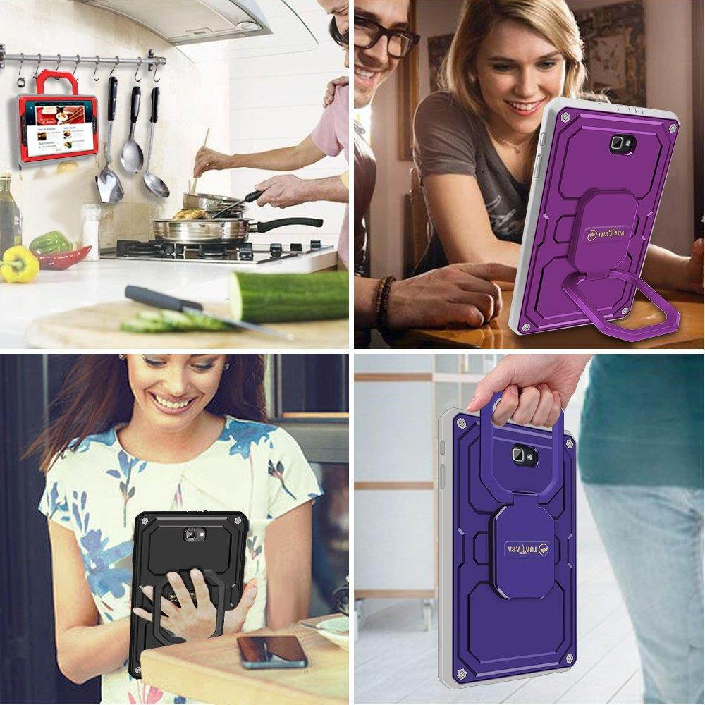 Fintie Case for Samsung Galaxy Tab A 10.1 (2016 NO S Pen Version), [Tuatara Magic Ring] 360 Rotating Multi-Functional Grip Stand Shockproof Cover Built-in Screen Protector for Tab A 10.1 Tablet,Purple