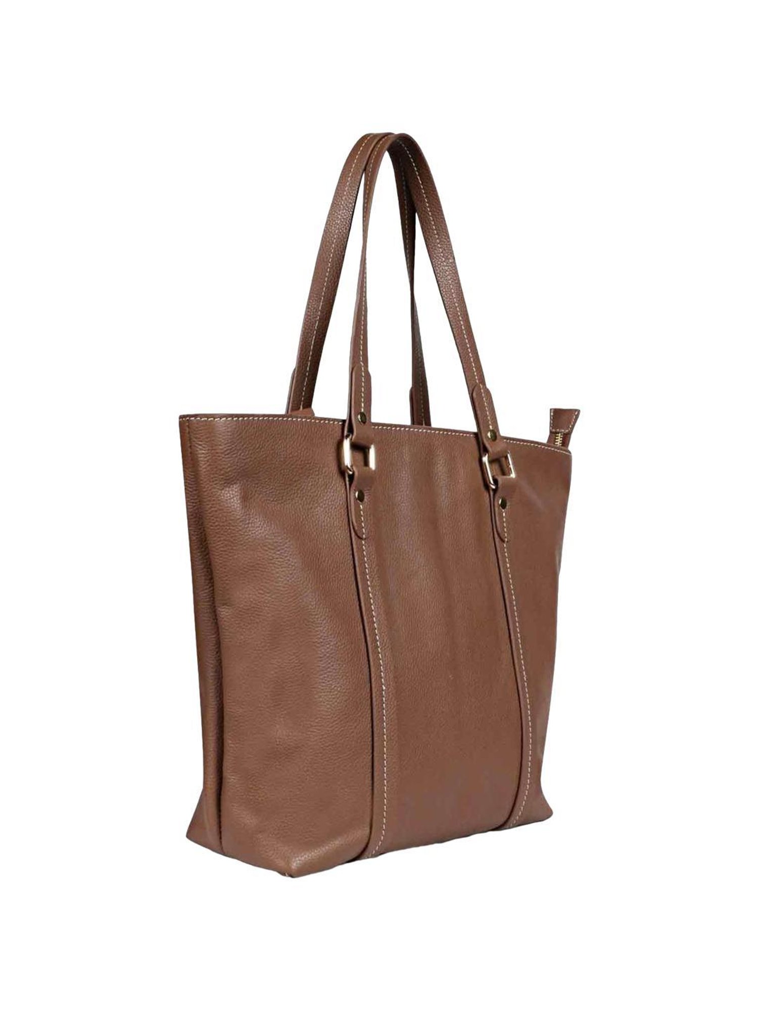 Favore Brown Solid Medium Tote Handbag
