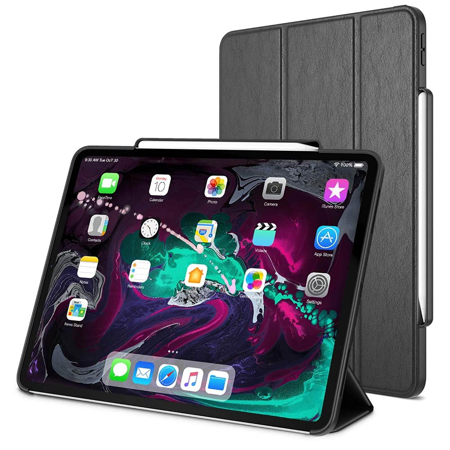Trianium iPad Pro 12.9 Inch Case, Compatible iPad 12.9 2018 3rd Release (Holder Support Apple Pencil Charging) Heavy Duty Full-Body Rugged Protective Cover Smart Foldable Stand/Auto Wake/Sleep Design