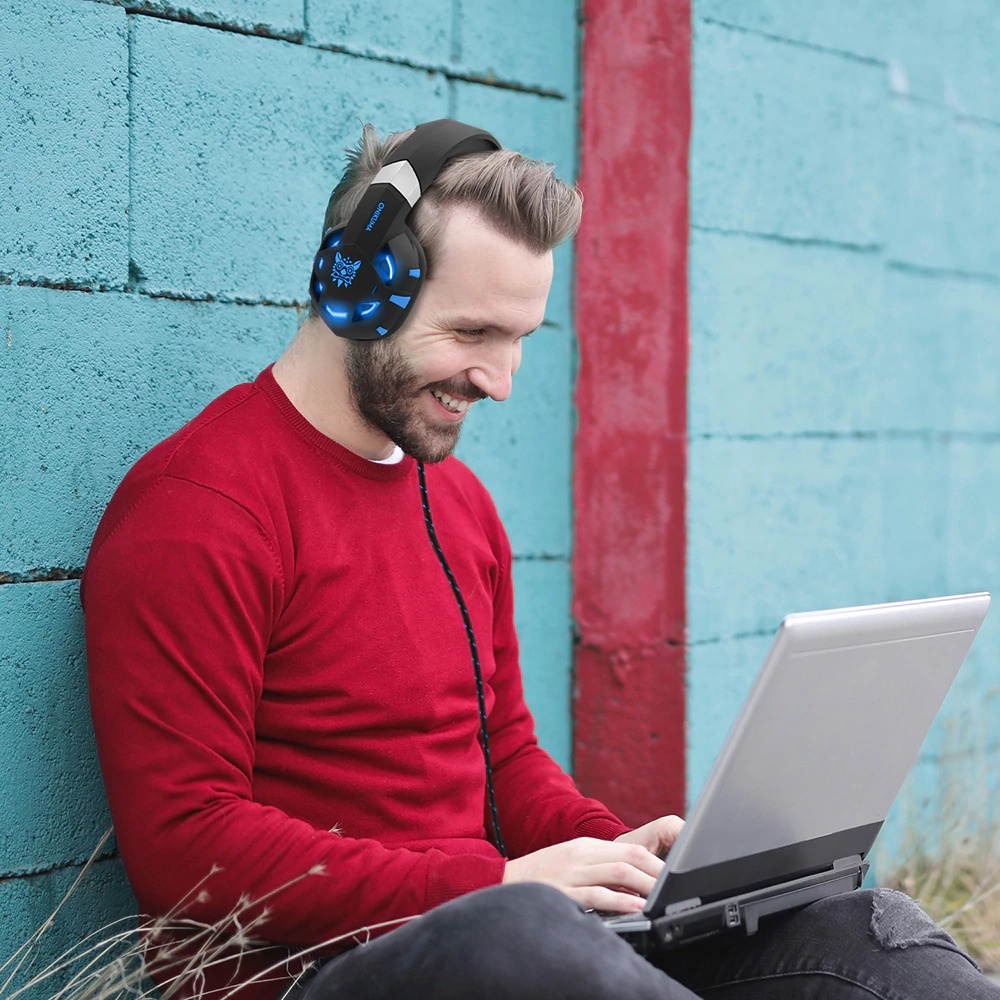 ONIKUMA K2A Gaming Headphones Casque Noise-canceling Sound Stereo USB Wired LED Headset with Microphone for PC Xbox One /Laptop