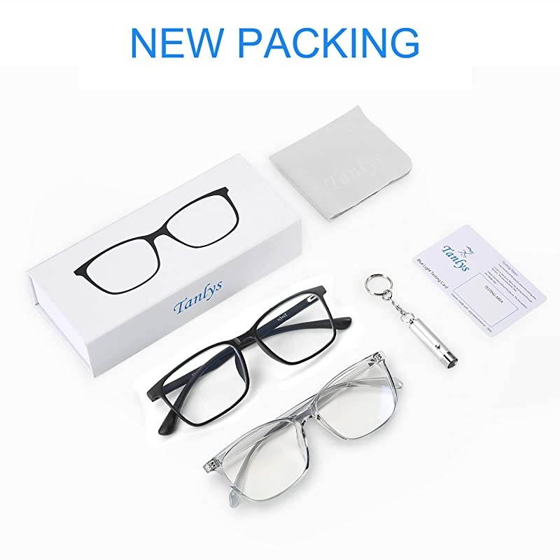 2 Pack Blue Light Blocking Glasses for Computer Eye Strain Dry Eye Sour Eye Anti UV Reduce Headache Classic Bluelight Blocker Glasses Men Women