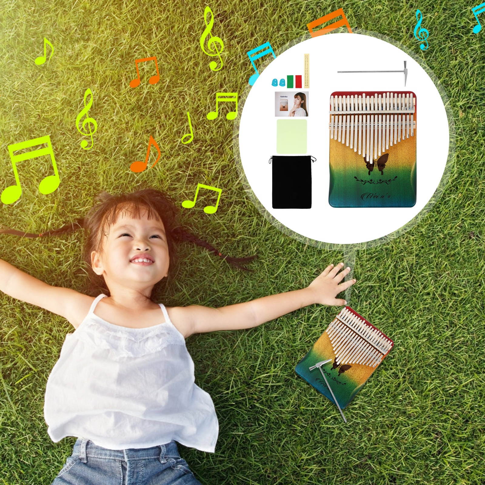 1 Set Thumb Piano 21 Keys Mini  Finger  Beginners Instrument Piano Kalimba  Tool