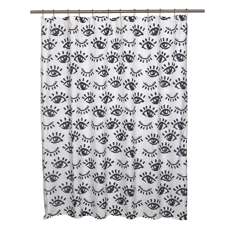 Winking Eye Shower Curtain Black/White - Moda at Home