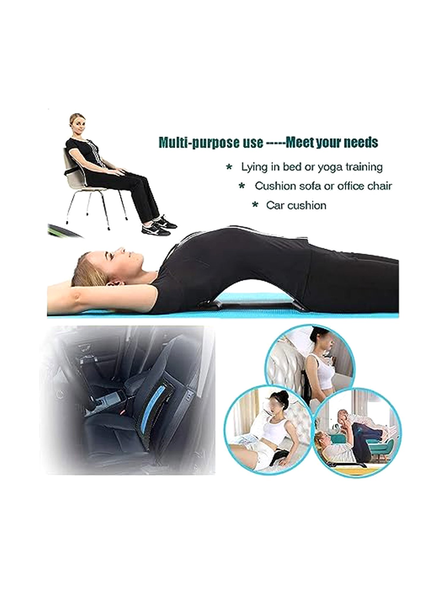 WIDE MART Style-2 Back Pain Relief Back Stretcher, Spinal Curve Back Relaxation Device (Black)