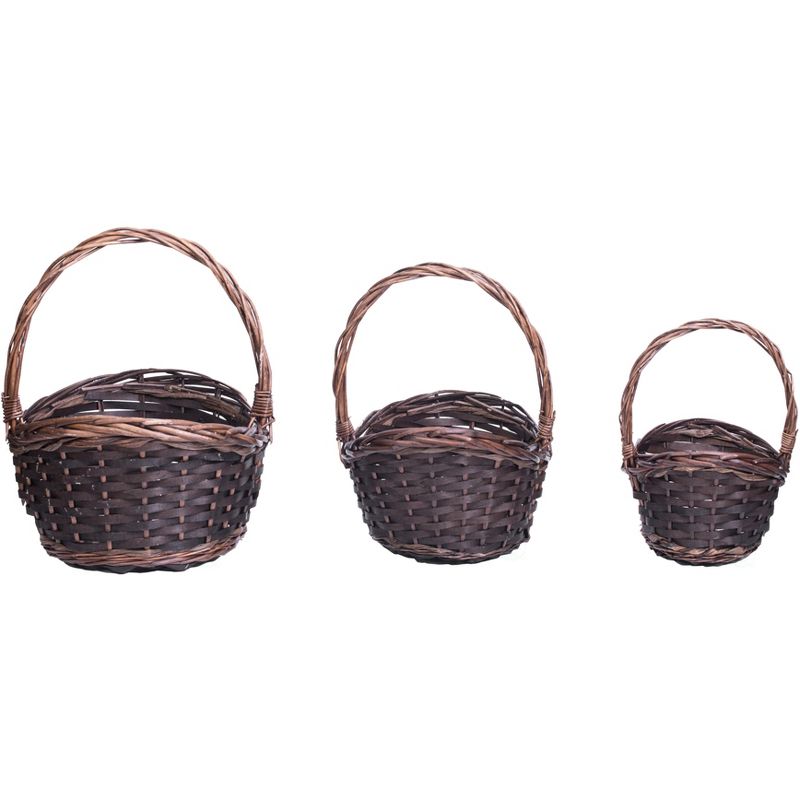 Vintiquewise Brown Boat Shaped Willow Bowl Baskets, Set of 3