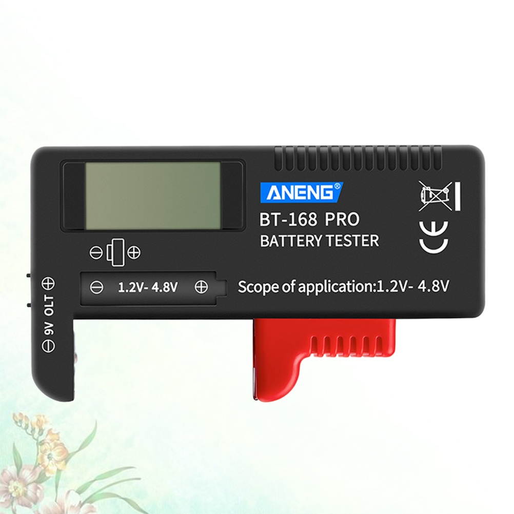 Digital Display Battery Checker Universal 1.2-4.8V Battery Tester for AA AAA C D 18650 Batteries (Black Red)
