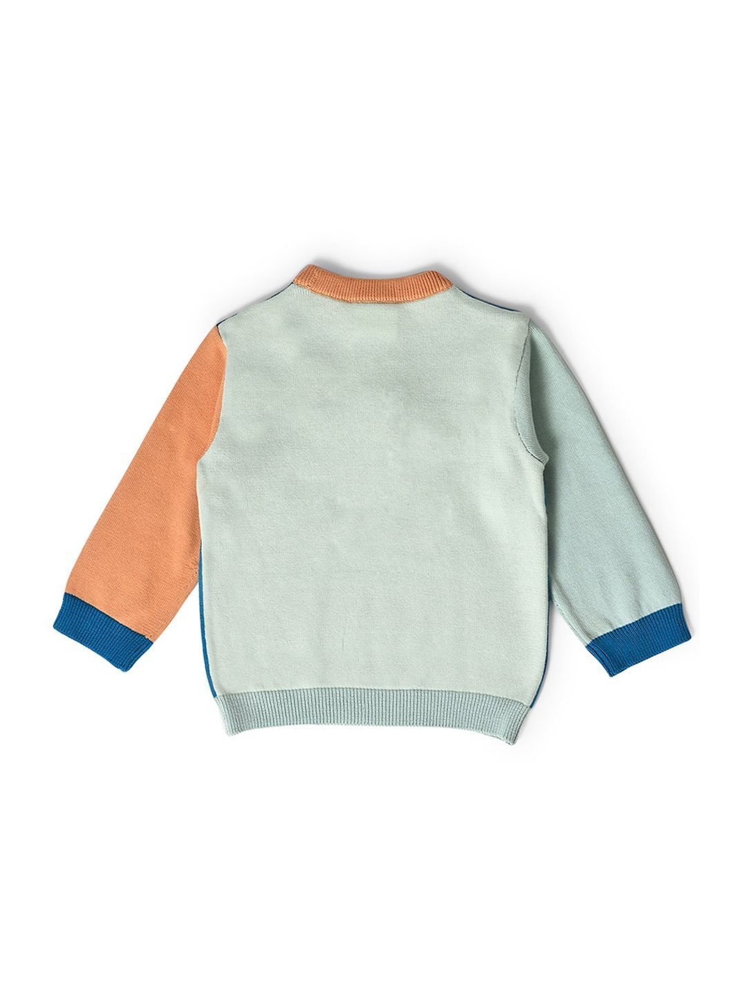 MiArcus Kids Blue & Beige Cotton Applique Full Sleeves Sweater