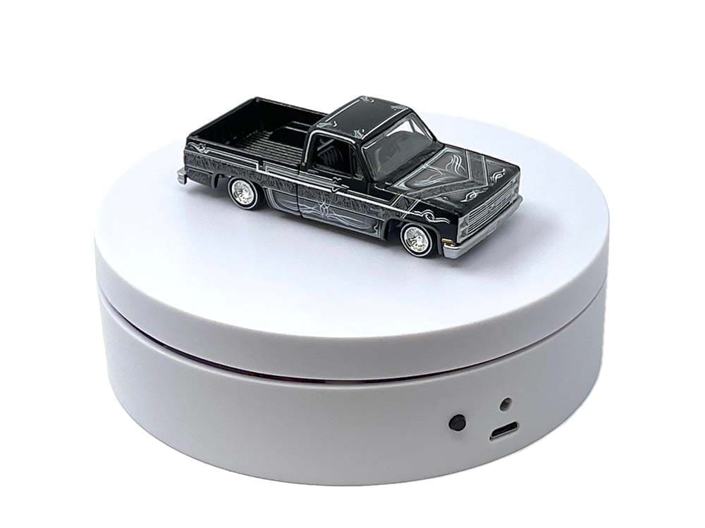Mini Turntable Rotating Display Stand 4.75" with White Base for 1/64 Scale Model Cars