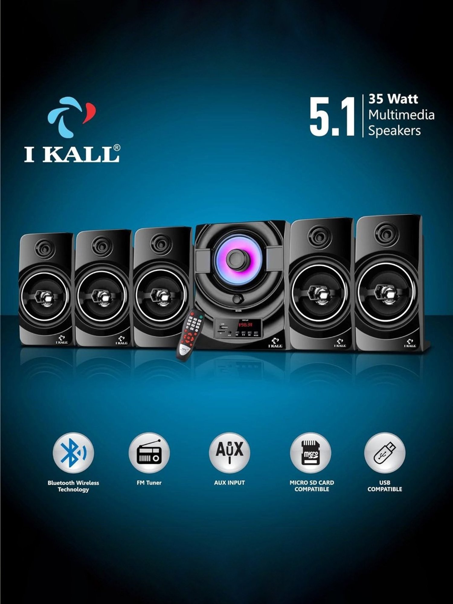 I Kall IK-444 5.1 Channel Home Theatre (Black)