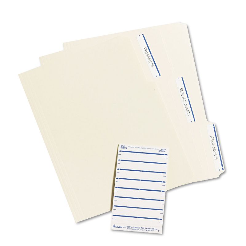 Avery Print or Write File Folder Labels 11/16 x 3 7/16 White/Dark Blue Bar 252/Pack 05200