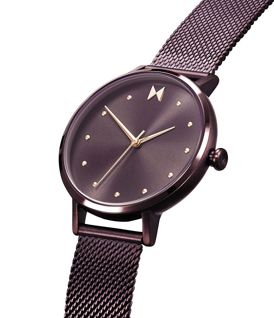 MVMT Dot Vibe Purple Stainless Steel Mesh Bracelet Watch