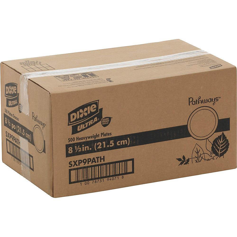 Dixie Ultra SXP9PATH Pathways Wise Size Heavy Weight Paper Plate, 8.5" Diameter (Case of 4 Packs, 125 Plates per Pack)