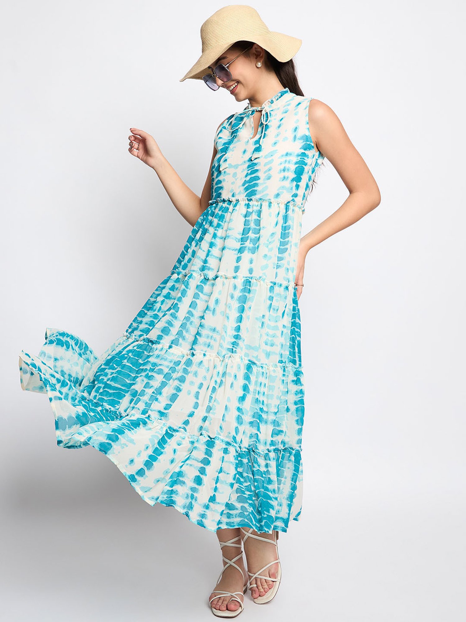 BRINNS Turquoise Tie-Dye Fit & Flare Dress