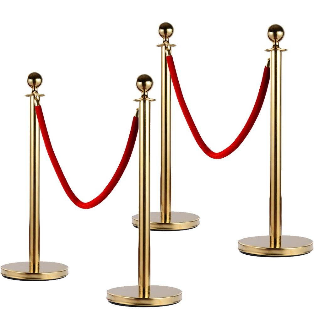 2/4/6 PACK Stainless Steel Stanchion Set Rope Red Velvet Velour Queue Barrier US