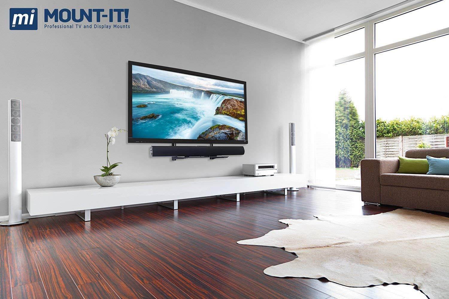 Mount-It TV Wall Mount Shelf Bracket Under TV for Cable Box, DVD Player, Stereo AV Components Shelf,Black