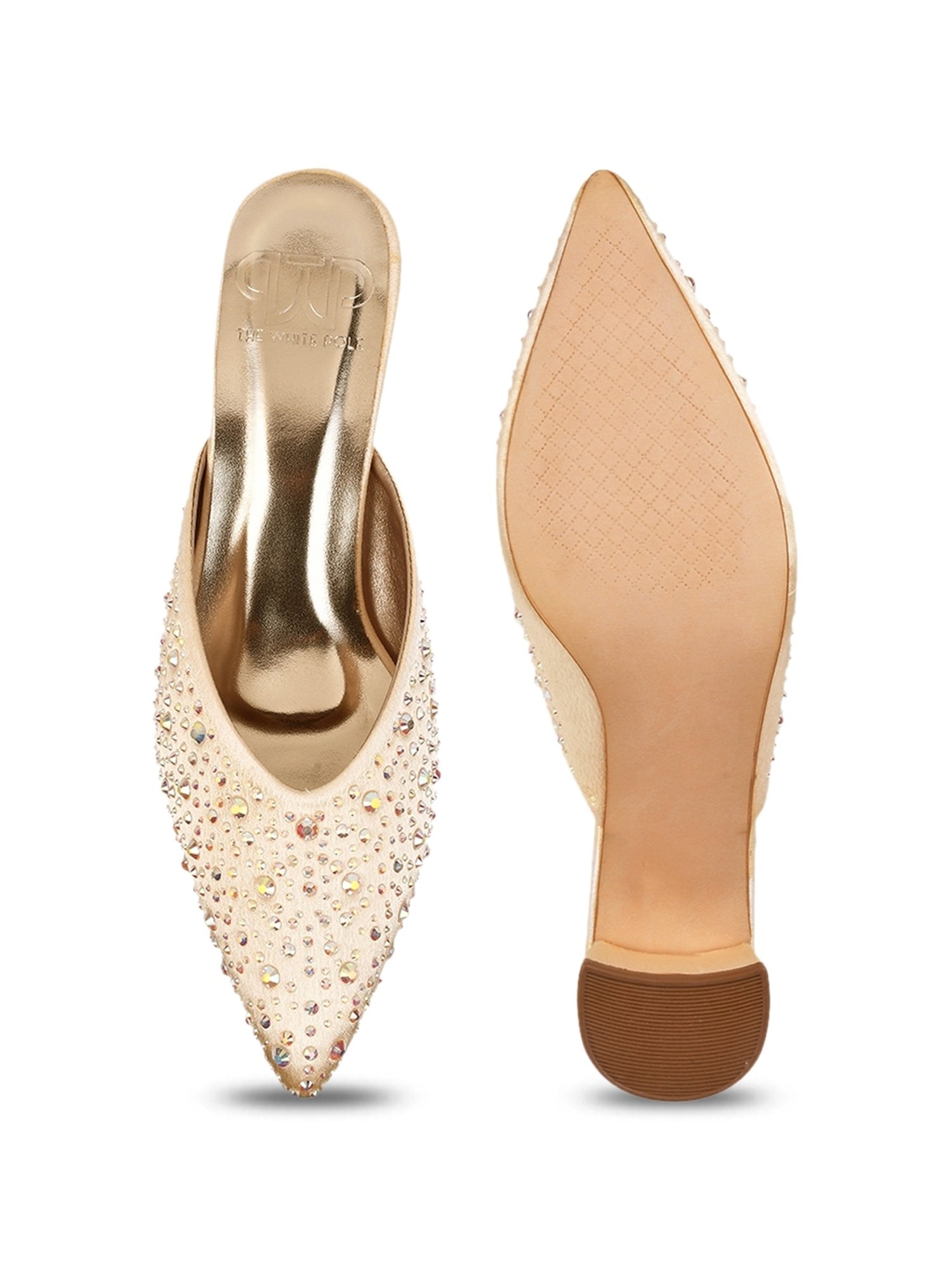 The White Pole Women's Golden Mule Shoes