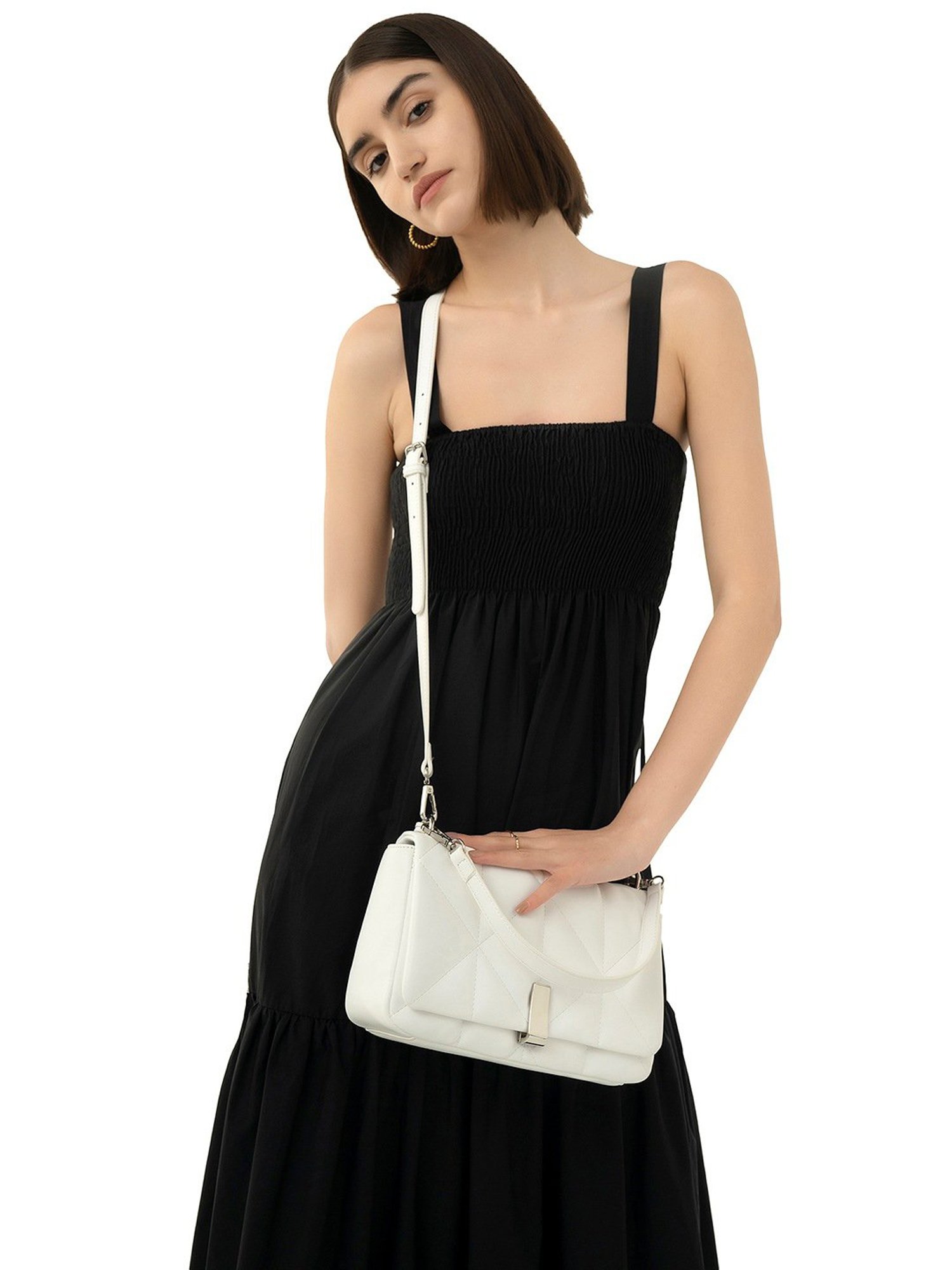 Miraggio Genevieve White Quilted Cross Body Bag