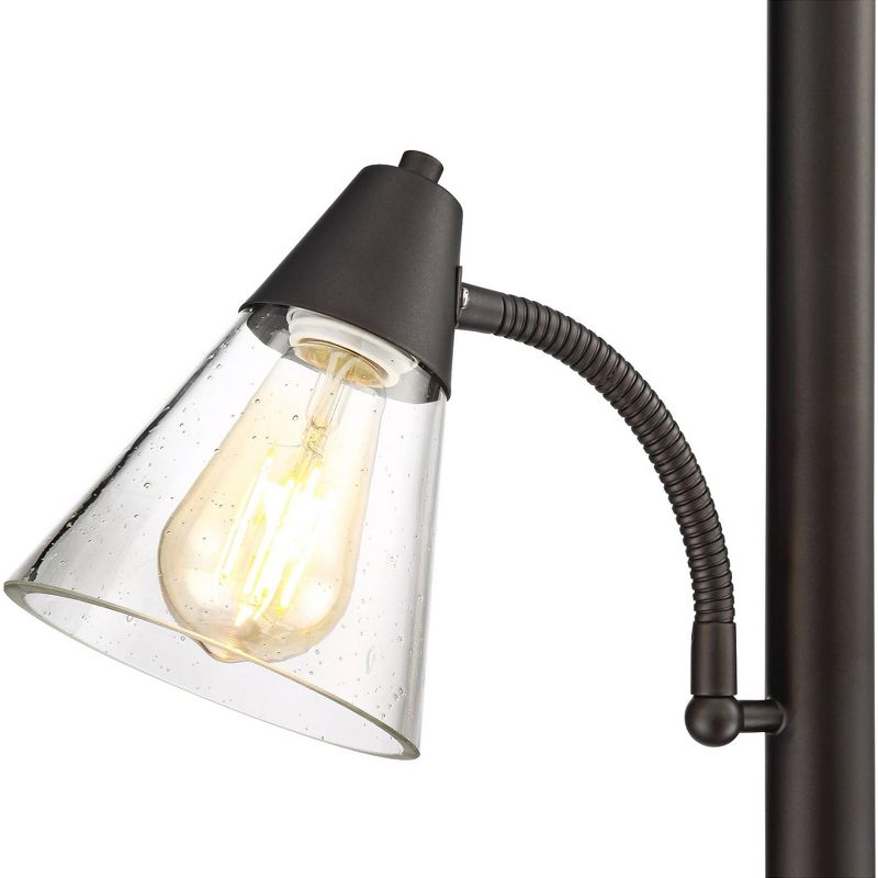 Franklin Iron Works Industrial Torchiere Lamp Tree Tiger Bronze Seedy Glass Dimmable LED Edison Bulbs for Living Room Reading