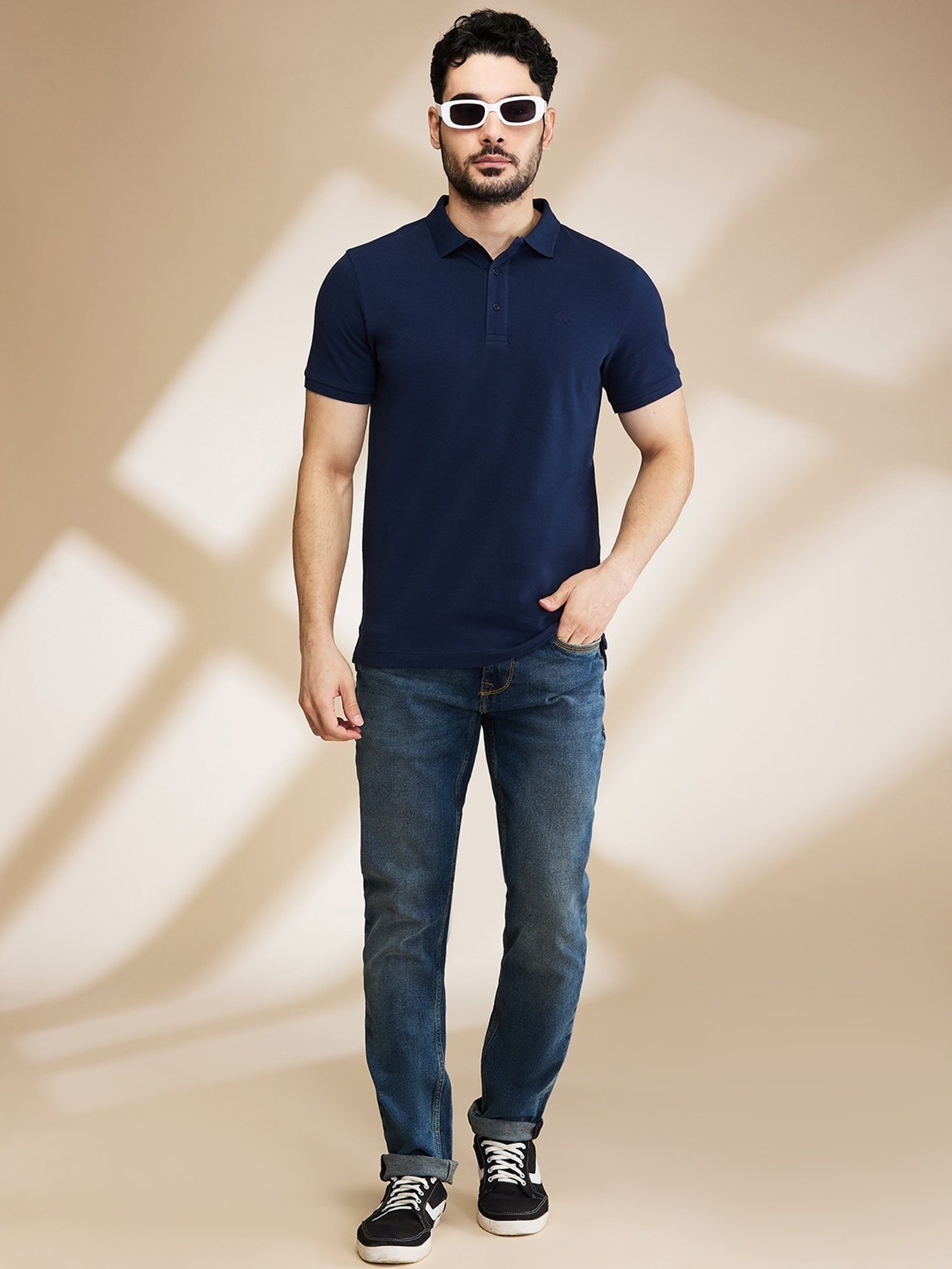 Being Human Navy Regular Fit Polo T-Shirt