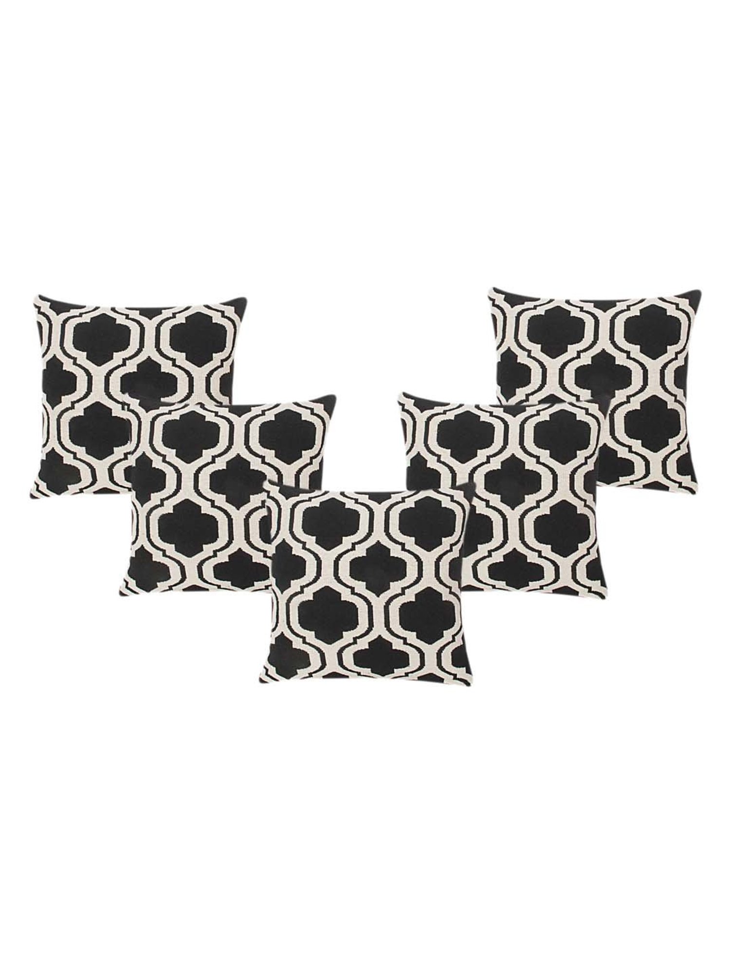 Saral Home Black & Beige Cotton Cushion Covers - Set of 2