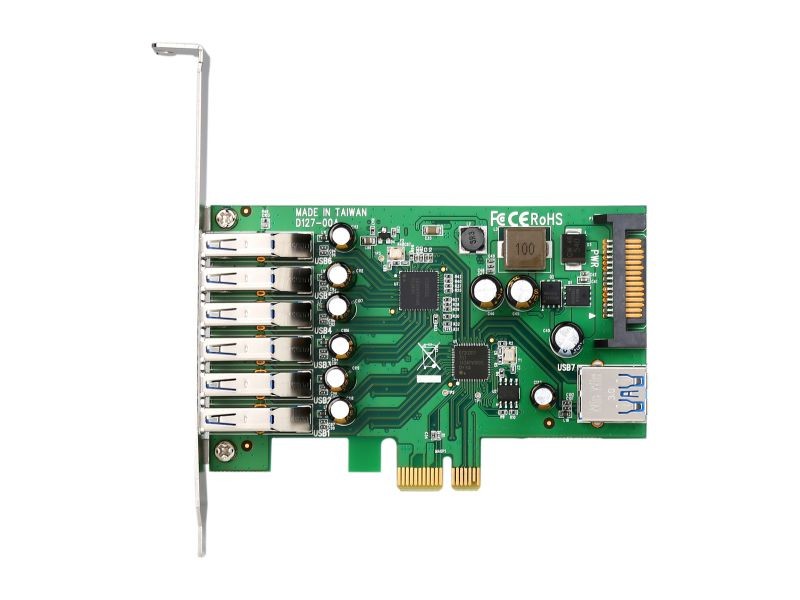 StarTech.com PEXUSB3S7 7 Port PCI Express USB 3.0 Card - Standard & Low-Profile - SATA Power - UASP Support - 1 Internal & 6 External USB 3.0 Ports