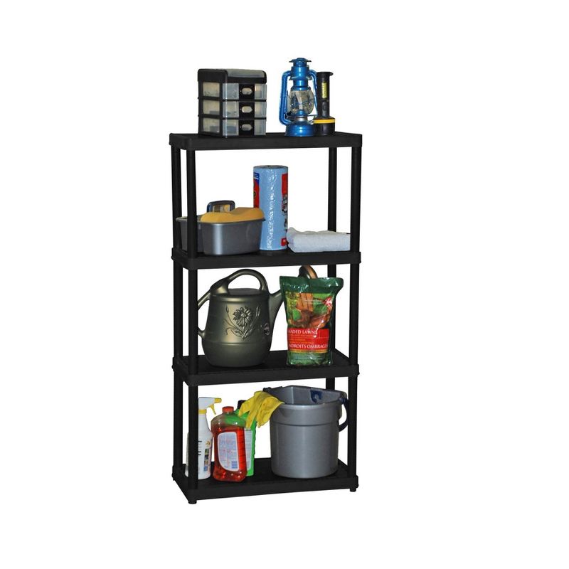 Gracious Living 4 Shelf Tier Light Duty Indoor and Garage Shelf, Black (2 Pack)