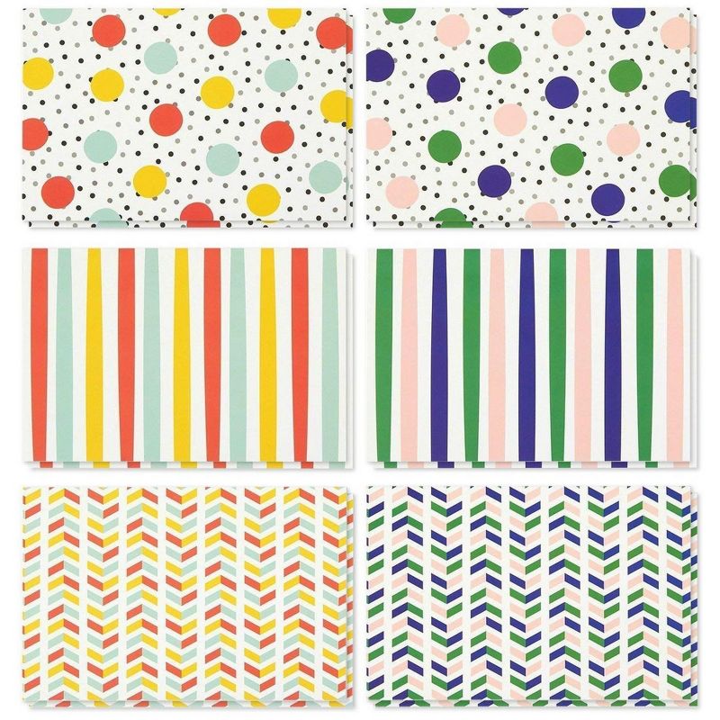 36 All Occasion Blank Greeting Card Colorful Polka Dot and Stripe Sesign 4"x6"