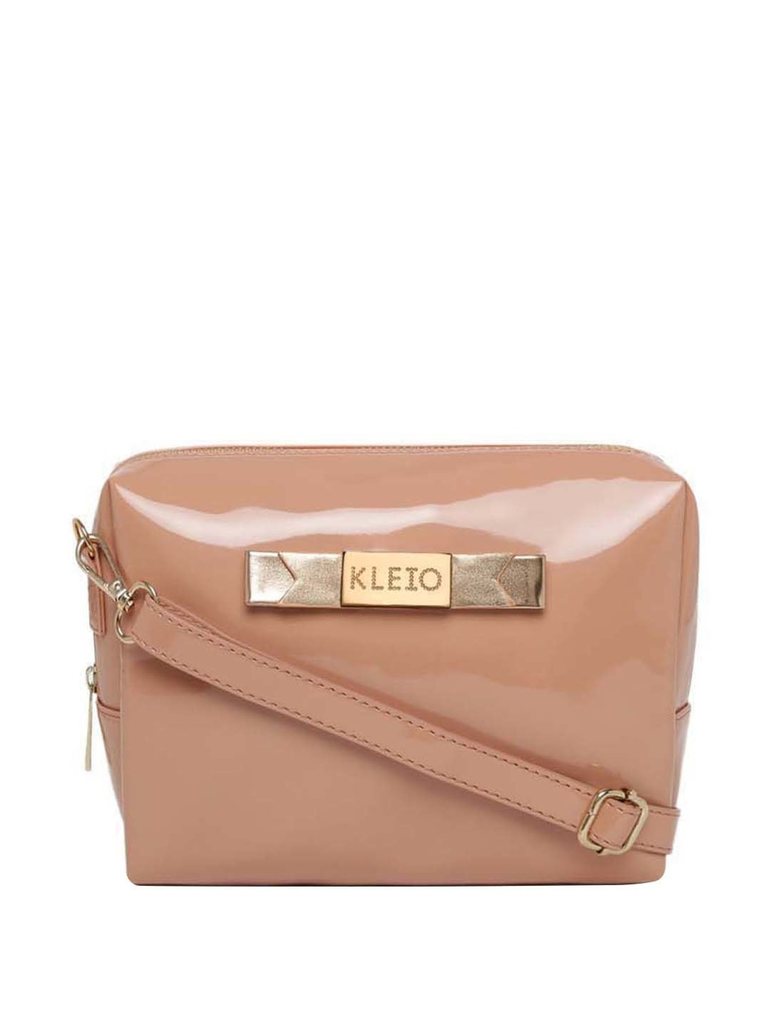 KLEIO Peach Solid Medium Sling Handbag