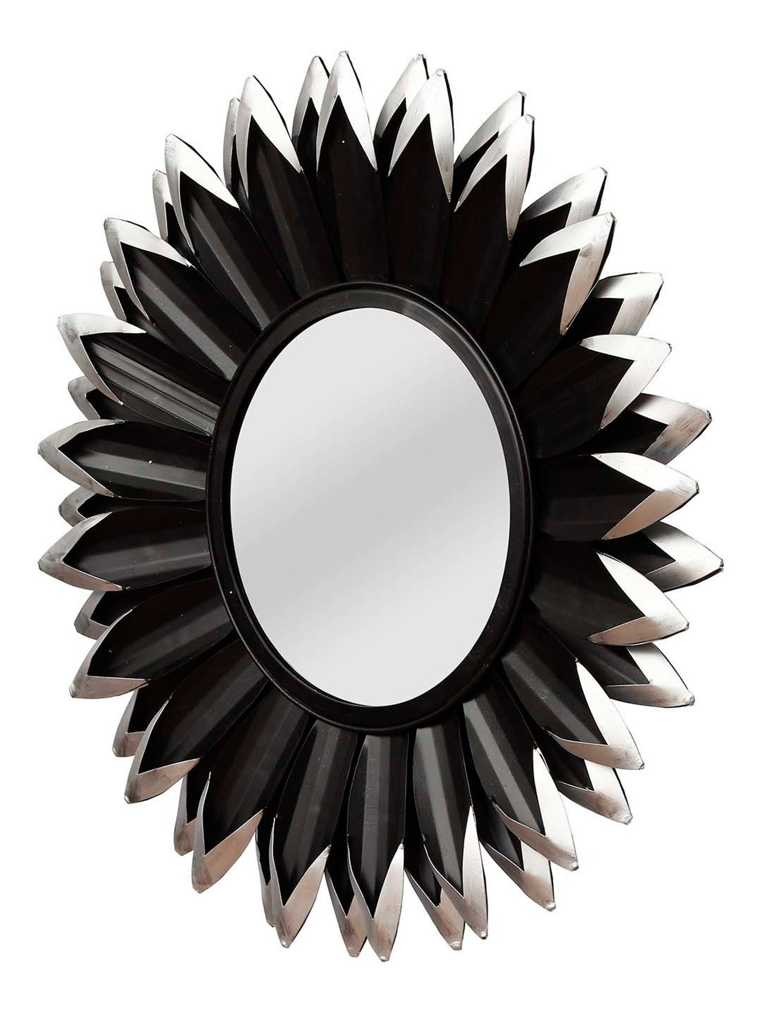 CHRONIKLE Black Iron Sun Burst Style Round Wall Mirror