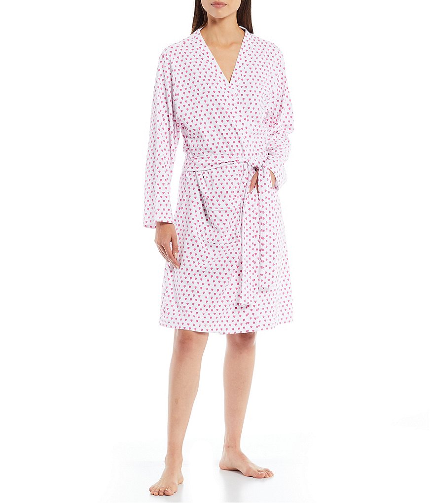 PJ Salvage Solid Ribbed Knit Long Wrap Robe