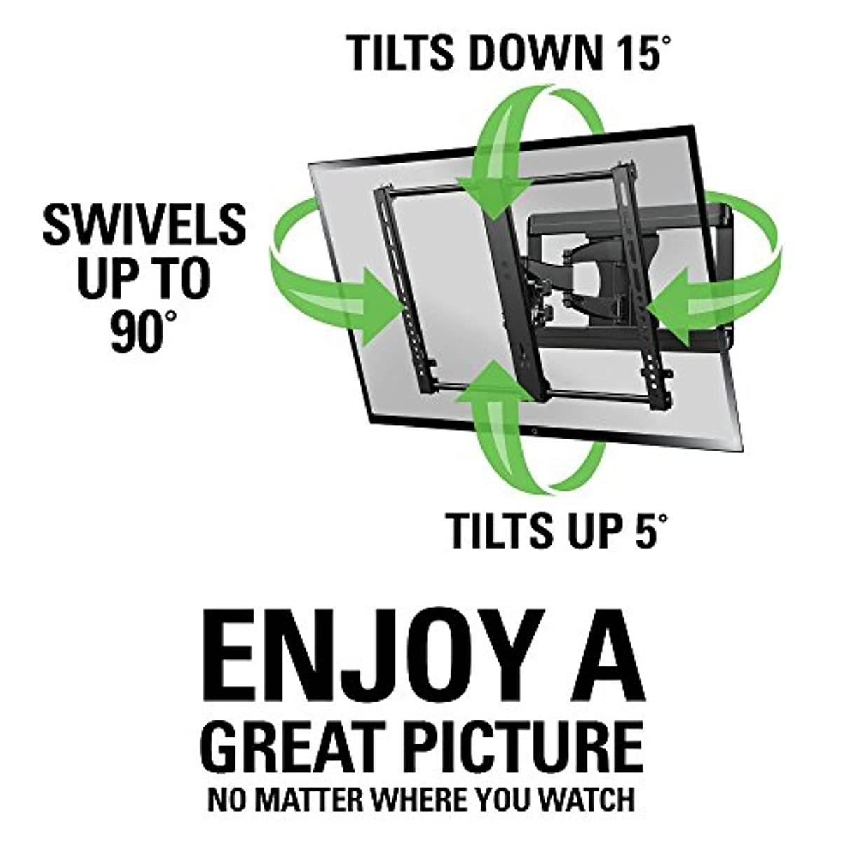 Sanus Premium Full Motion TV Wall Mount Bracket for 37"-50" TVs Features 15&ordm; of Tilt, 90&ordm; of Swivel, & Post Install Centering - Vmf620-B1