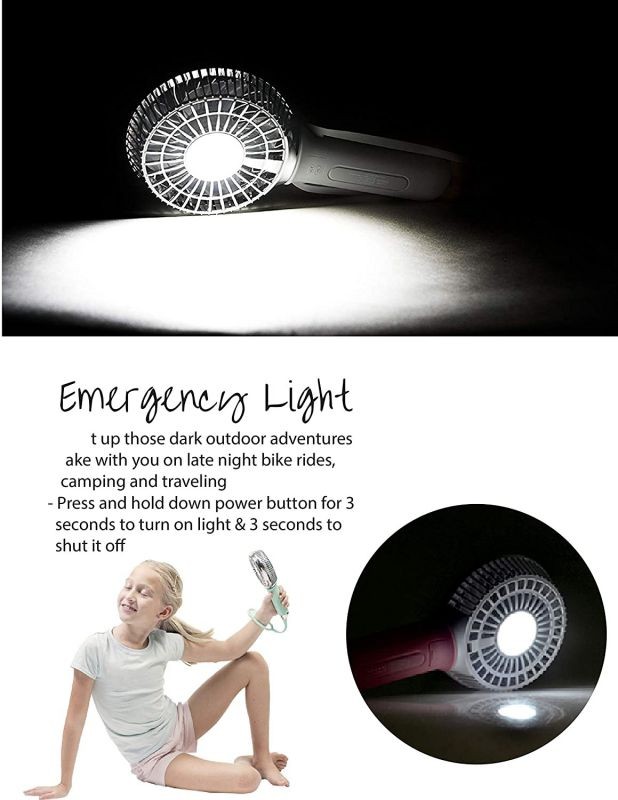 BuggyGear Handheld Mini Fan Portable - USB Rechargeable Battery Operated for Stroller Bike Beach Travel Desk Office Makeup Turbo Cool Indoor Outdoor Air
