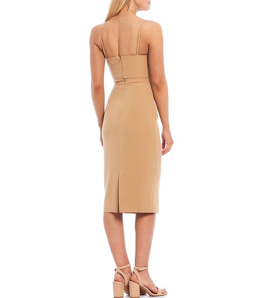 Laundry by Shelli Segal Ruffle Front Stretch Crepe Faux Wrap Dress