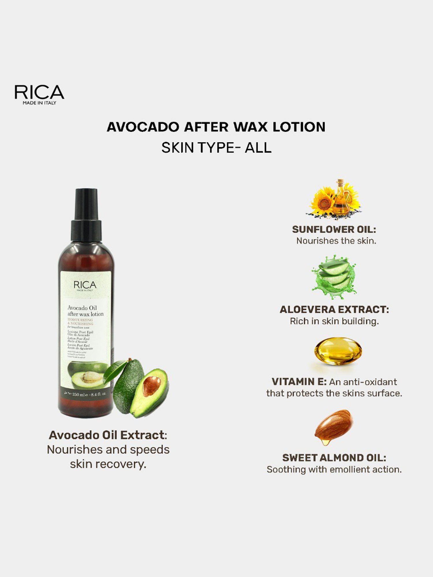 Rica Avocado After Waxing Lotion - 250 ml