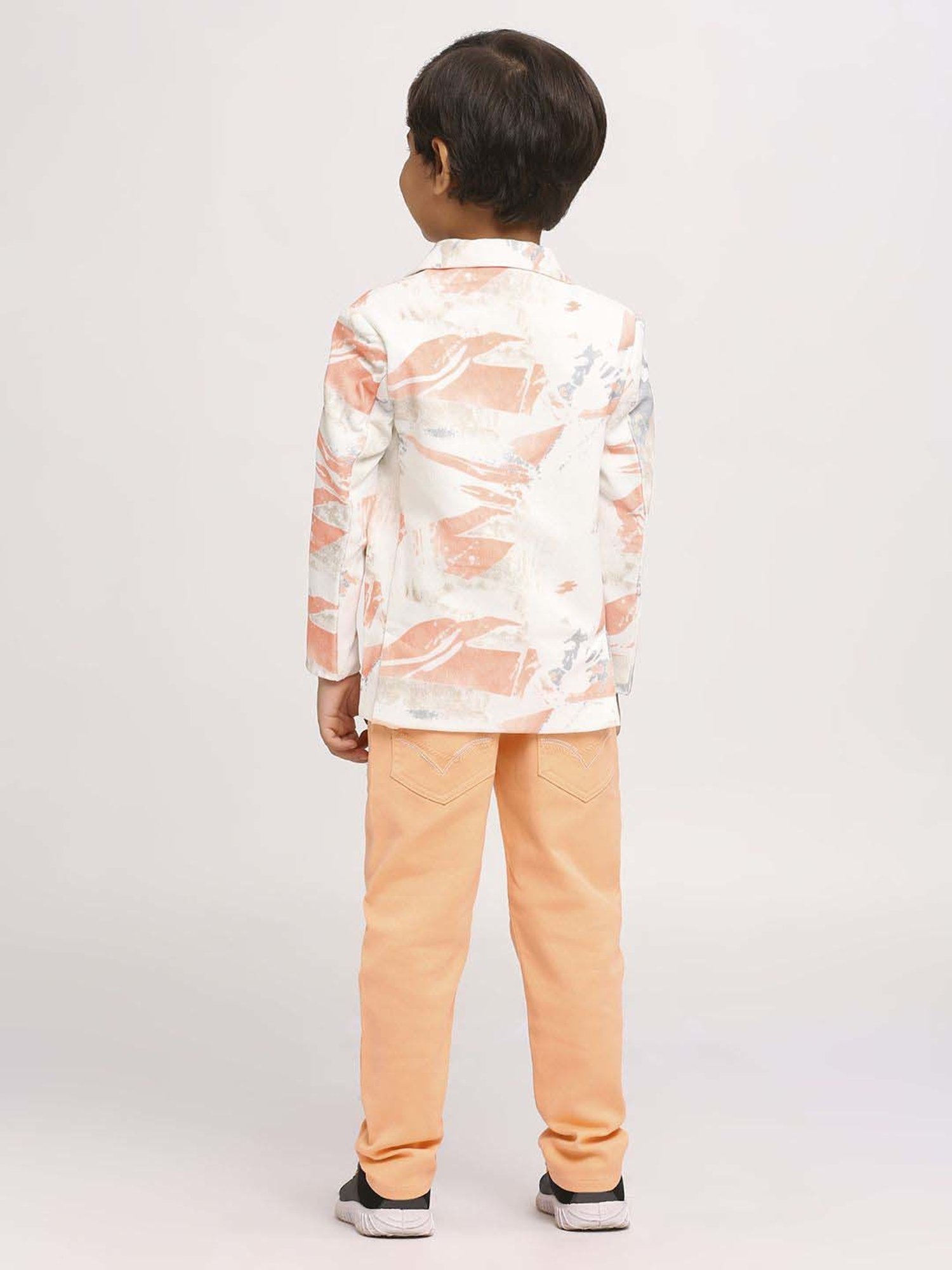 Fourfolds Boys Blue & White Solid Full Sleeves Suit Set