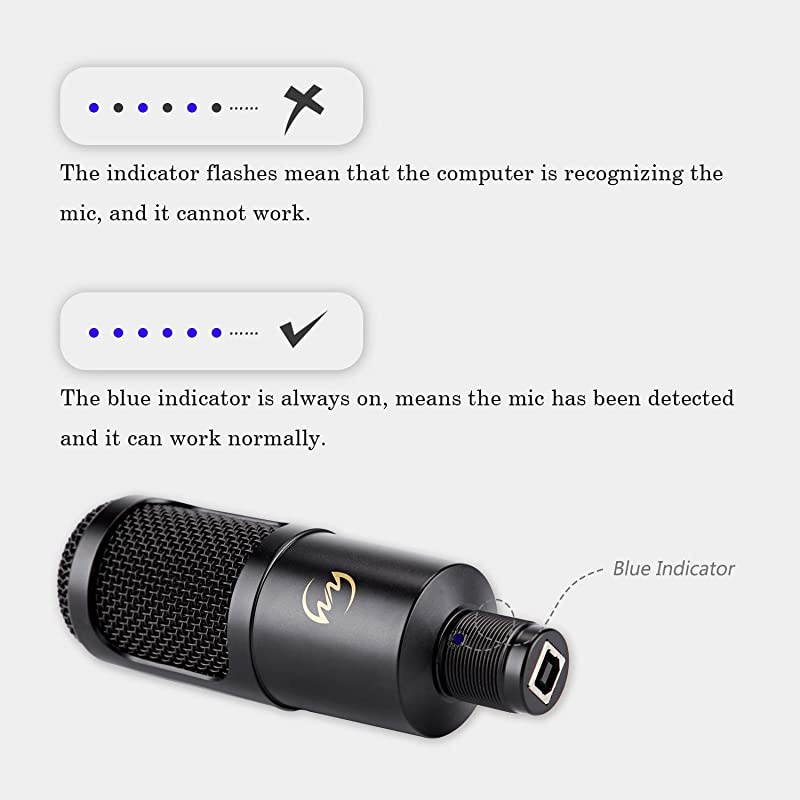 USB Microphone  PC Condenser Mic for Mac or Windows Laptop and Computer ZY905 Desktop Microphone for Gaming Recording Live Streaming YouTube Videos Black