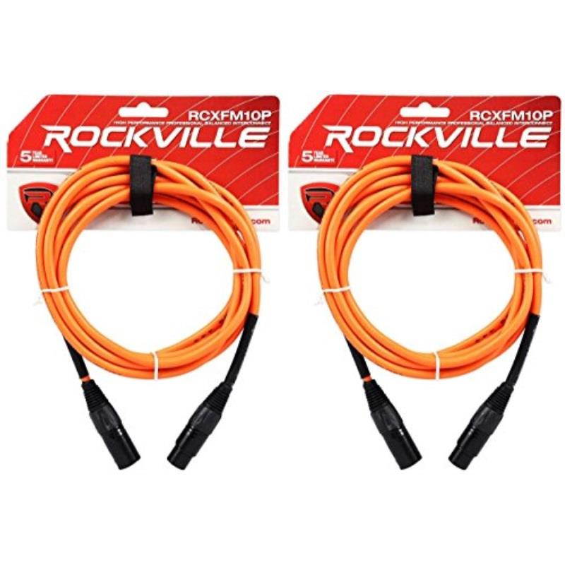 2 rockville rcxfm10po orange 10' female to male rean xlr mic cable 100% copper