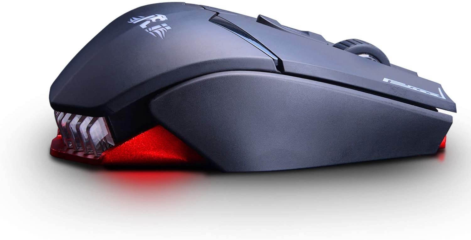 Gaming Mouse,Rii M01 USB Wired MMO Gaming Mouse with red led,7 Programmable Buttons - 12,000 Adjustible DPI,Optical Sensor Pixart PMW3360 for PC,Gamer