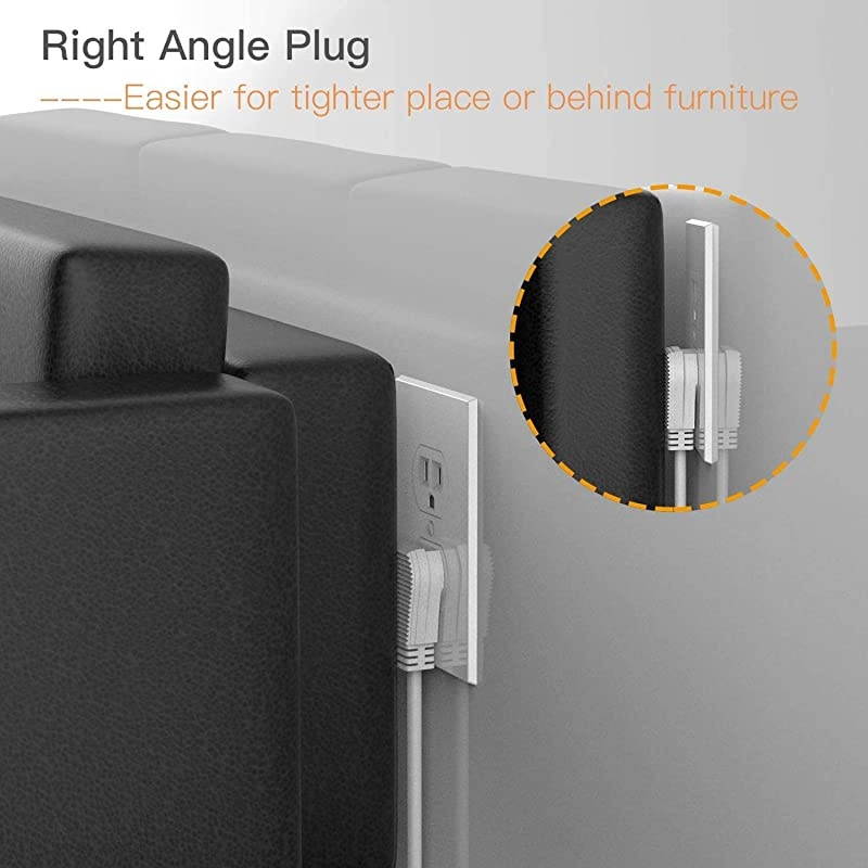 Long Extension Cord Surge Protector JACKYLED 15A Power Strip Flat Plug 6 Outlets 31A 4 USB Ports Fast Charging Fireproof Electric Outlet Desktop Charger for Home Office Kitchen Blue White